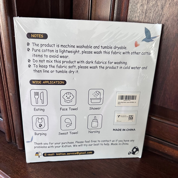 Unisex Baby KIDTION Wash Cloth 12"x12" White, Green, Blue 10 pack NEW IN PACKAGE - Picture 4 of 7